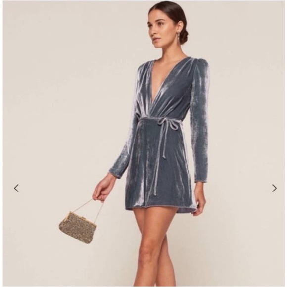 Reformation | Silk Velvet Chrissy Wrap Mini Dress Blush Pink - Picture 1 of 10